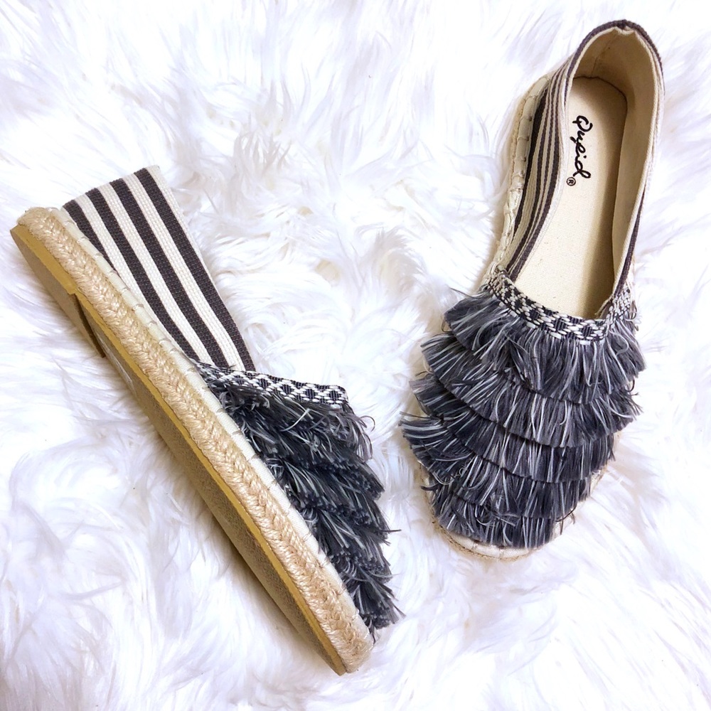 Blue Stripe Canvas & Fringe Espadrilles ⚓️